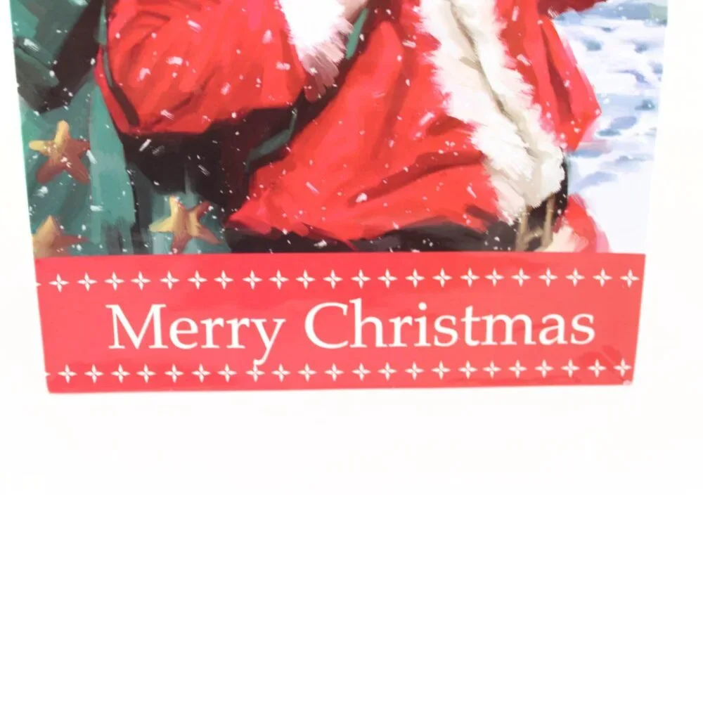 Set of 2 Used Christmas Gift Bags Santa Snowman Reusable Crafting Scrapbooking